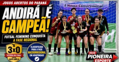 Futsal feminino de Andirá conquista título regional dos Jogos Abertos do Paraná